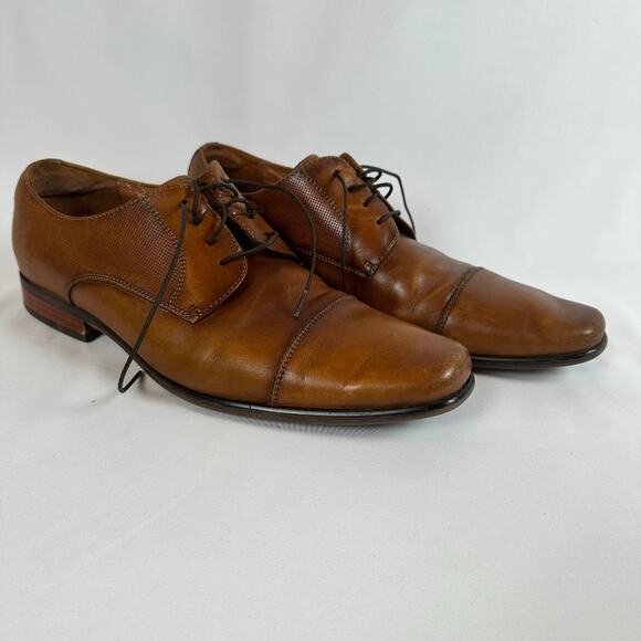 Florsheim Mens Leather Jackson Cap Toe Oxfords Size 9D Cognac Modern Corpcore - Picture 1 of 15